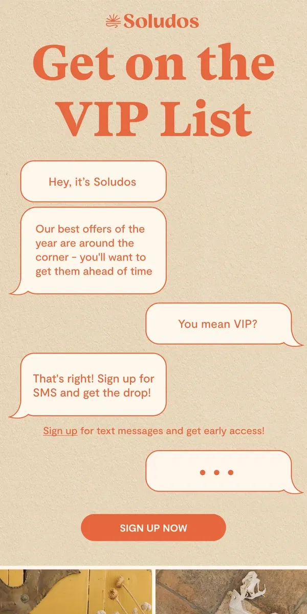 Email from Soludos. Get on the VIP List!