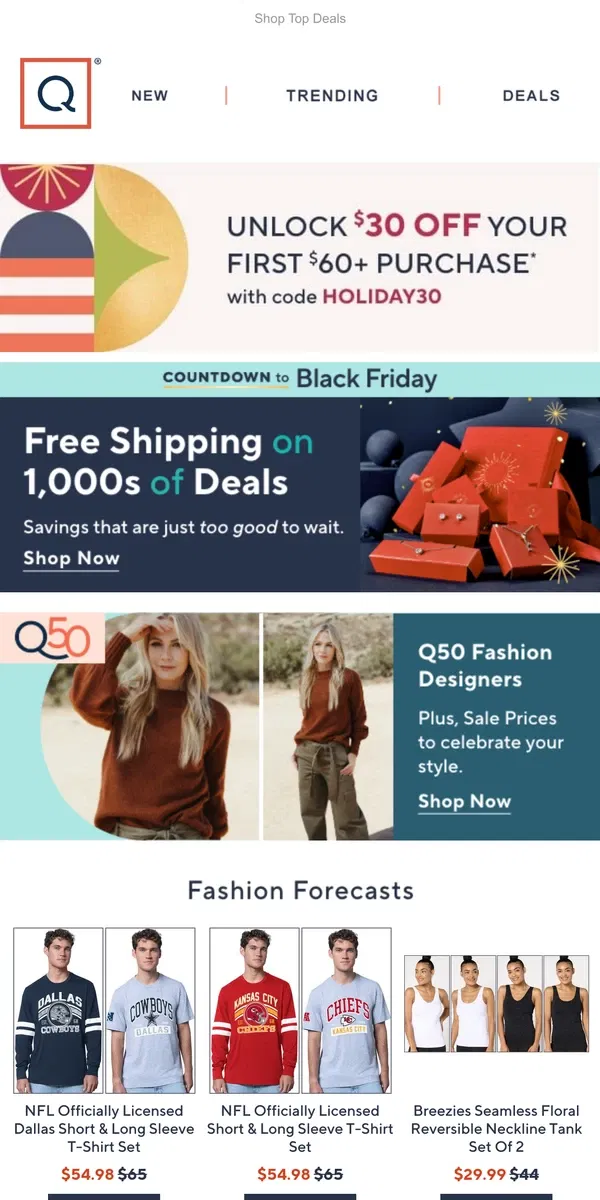 Email from QVC. Clock's Ticking! Save on Fashion