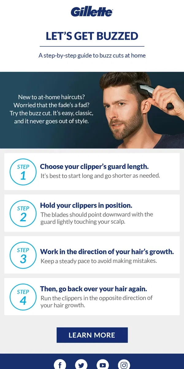 Email from Gillette. Shaggy style? Sharpen up with this guide