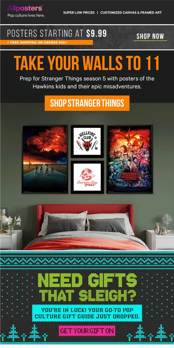 Email from AllPosters. Happy Stranger Things Day