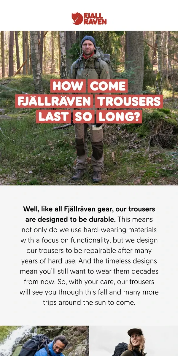 Email from Fjällräven. Outdoor trouser for fall and beyond