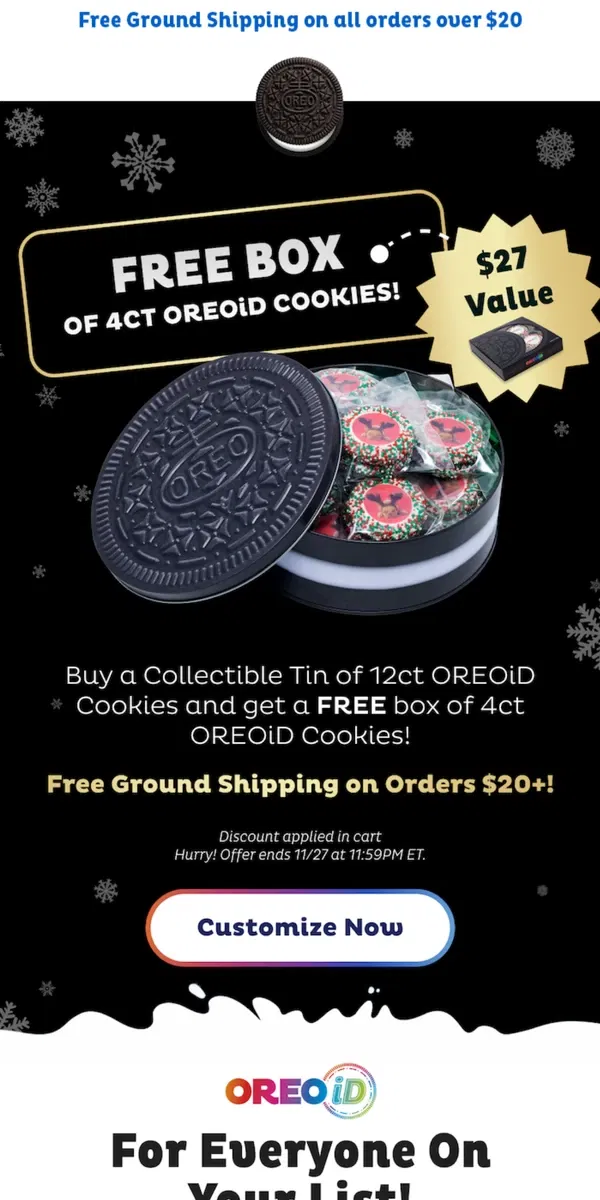 Email from OREO. BLACK FRIDAY ⭐ FREE OREOiD COOKIES!