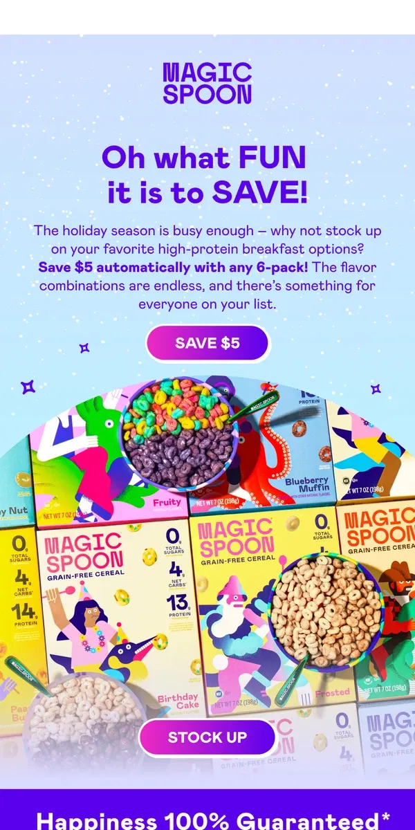 Email from Magic Spoon Cereal. 6 boxes, $5 off 💥