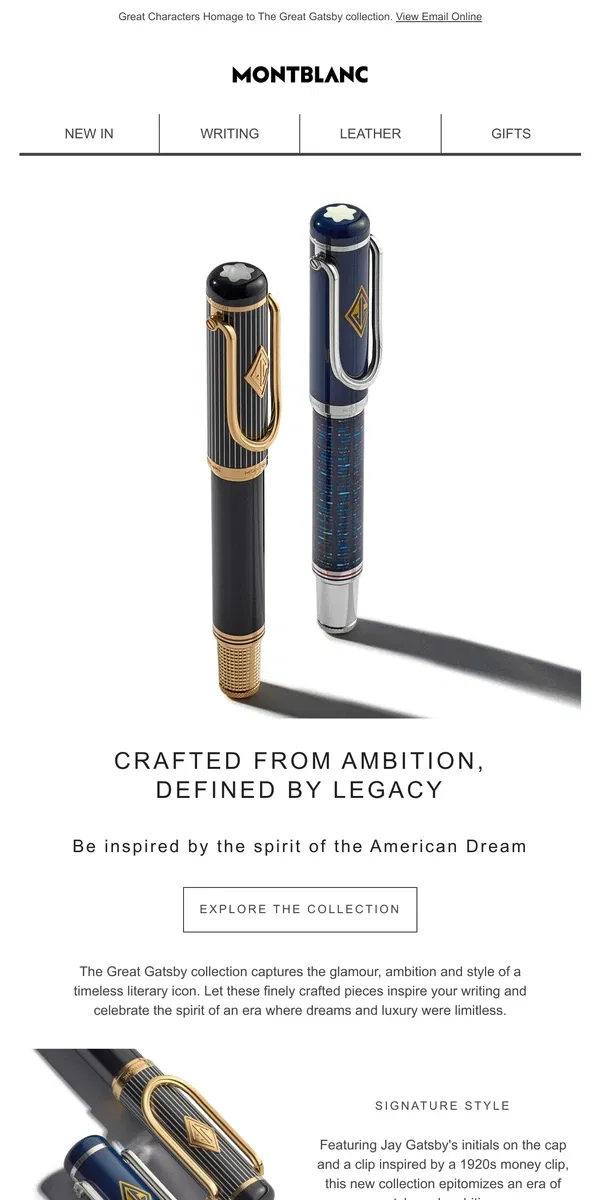 Email from Montblanc. Inspired by an iconic literary character