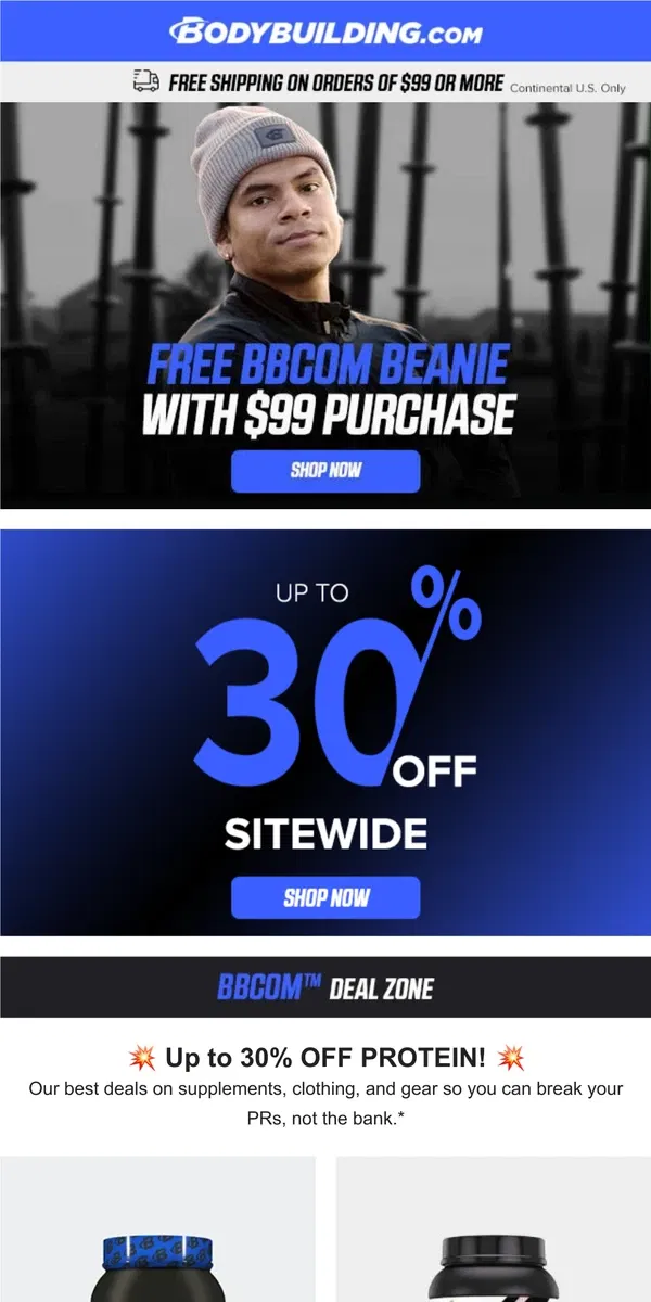 Email from Bodybuilding.com. 💥 Up to 30% OFF PROTEIN 💥 + 6 Stretches You Can Do At Your Desk