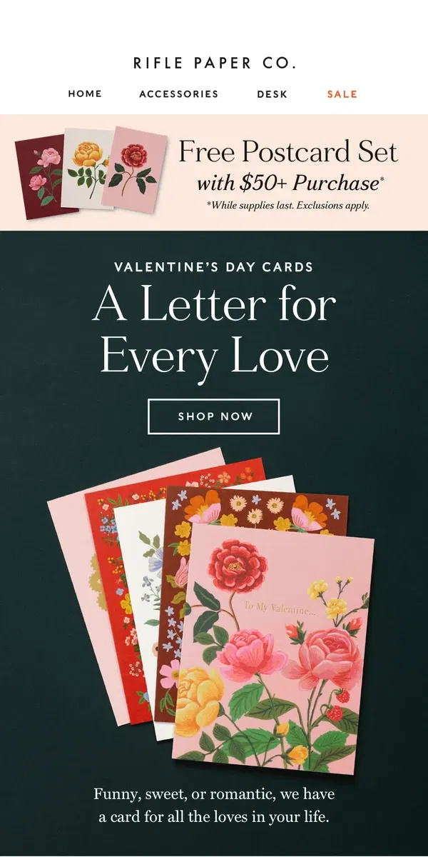 Email from Rifle Paper Co.. Love is in the Details This Valentine’s Day 💞