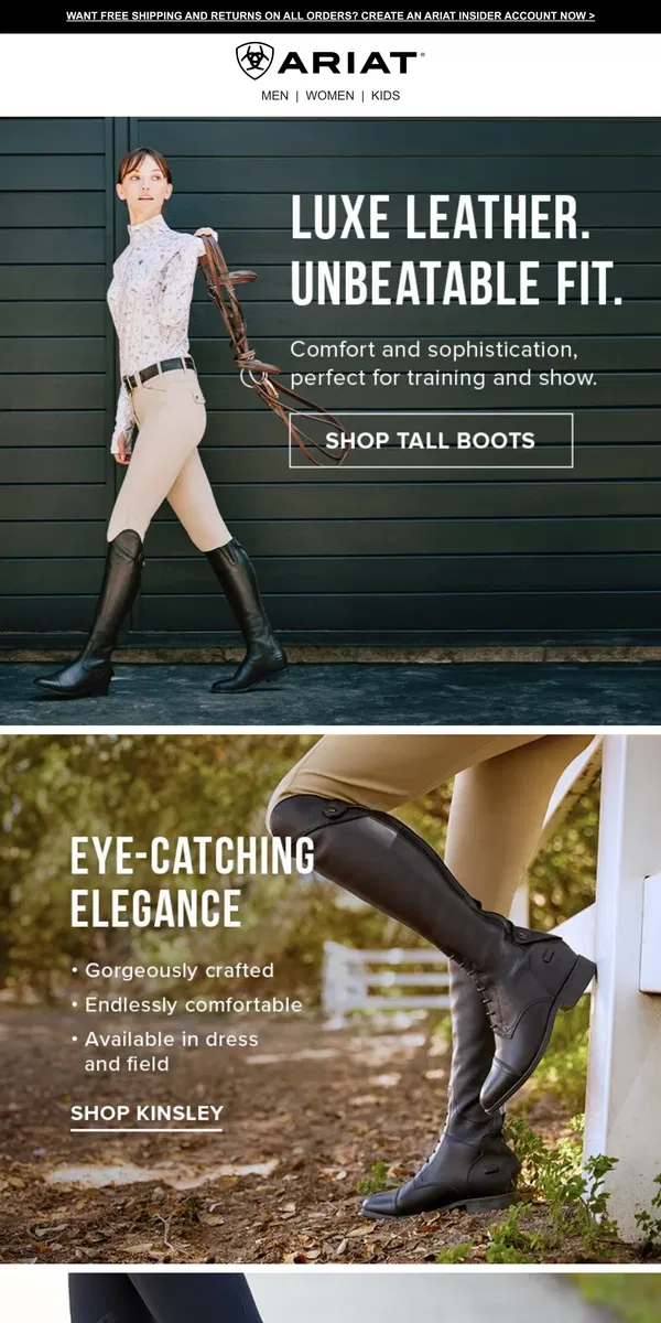 Email from Ariat. Tall Boots for Training or Show