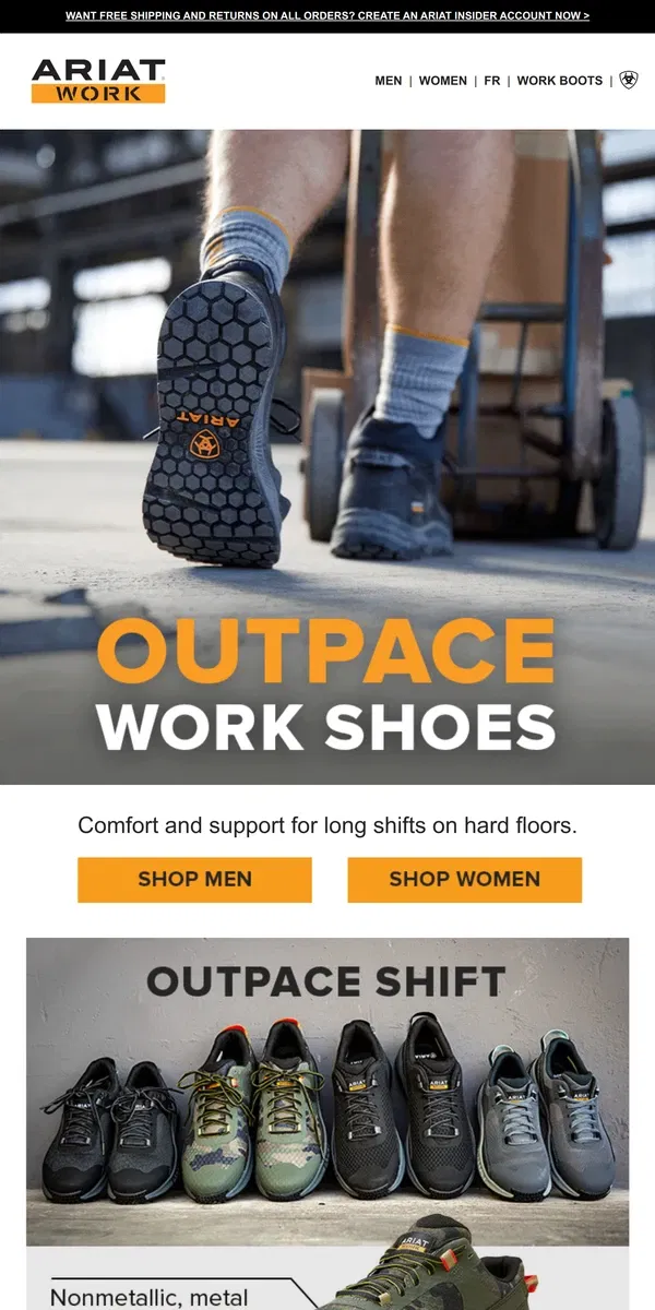 Email from Ariat. Safety Shoes That Feel Like Sneakers