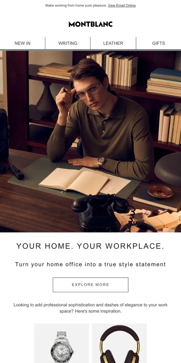 Email from Montblanc. Accessorize your home office in style