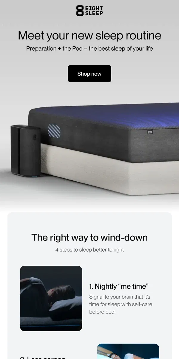 Email from Eight Sleep. 4 steps to sleep better today