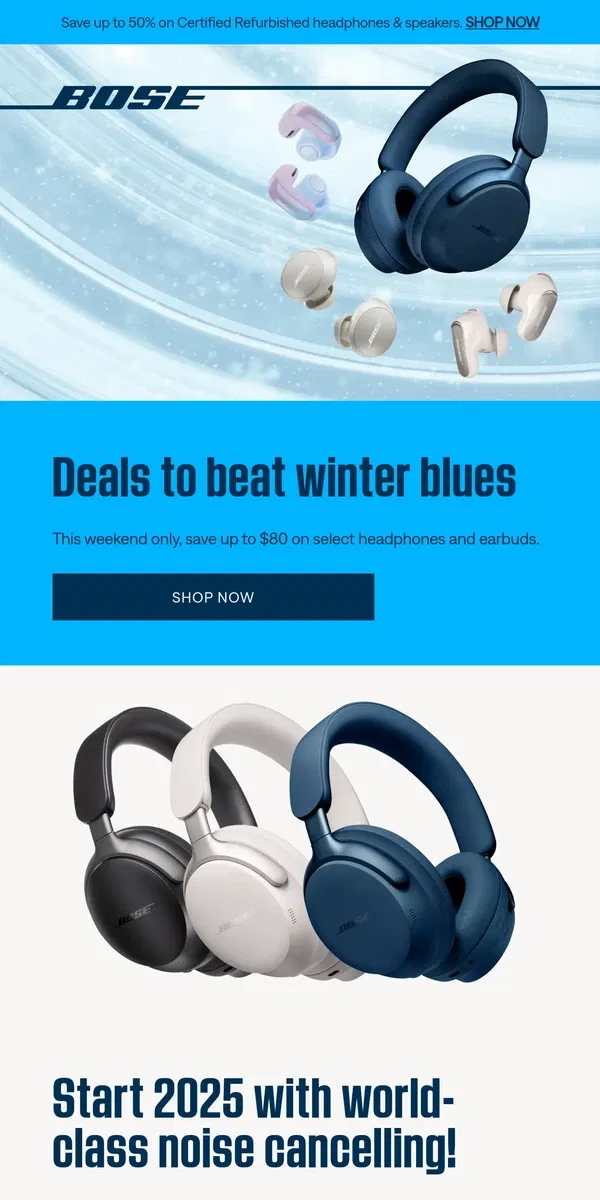 Email from Bose. This weekend only: save up to $80!