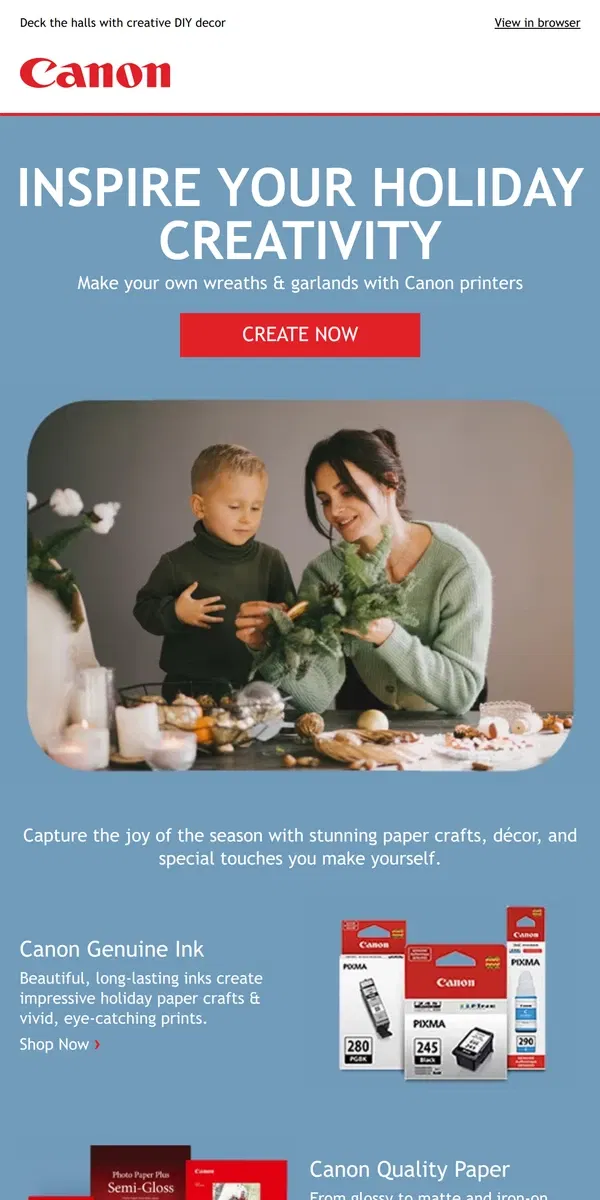 Email from Canon. Creative Ways to Get Ready for the Holidays 🎄