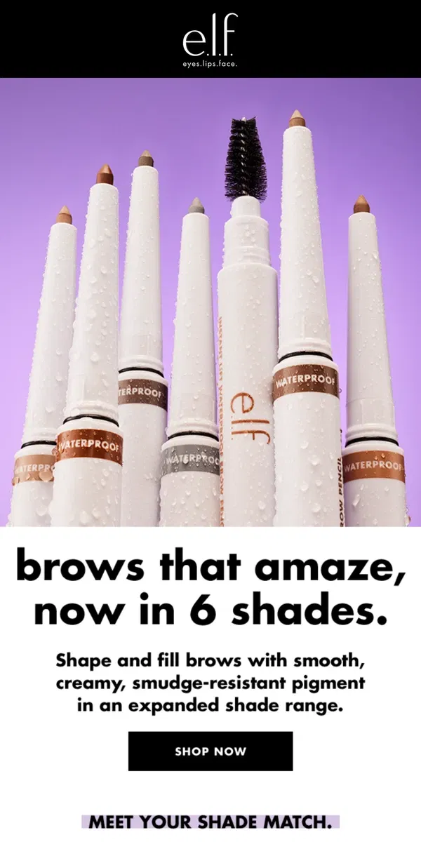 Email from e.l.f.. Complete your beat with 6 brow shades 👌