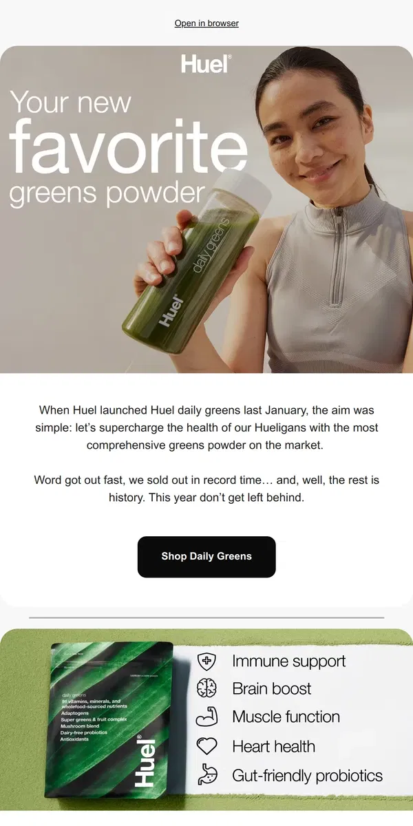 Email from Huel. The greens powder everyone is talking about 💚