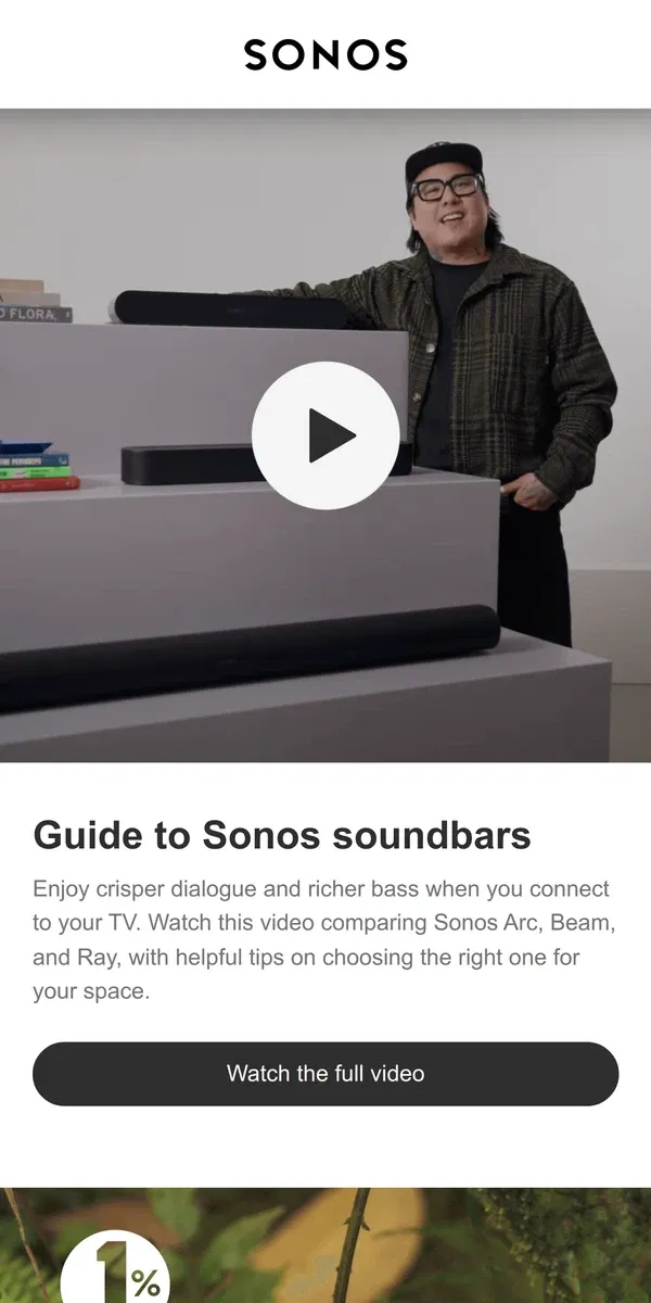 Email from Sonos. 4 tips for choosing the right soundbar