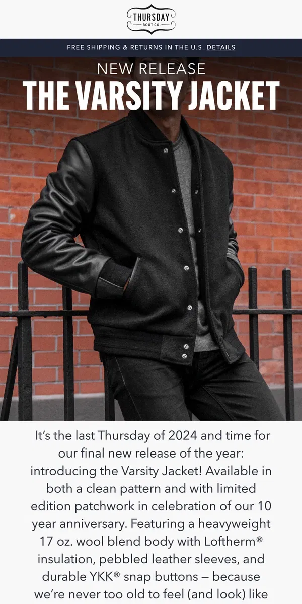 Email from Thursday Boot Company. Our Final New Release of 2024!