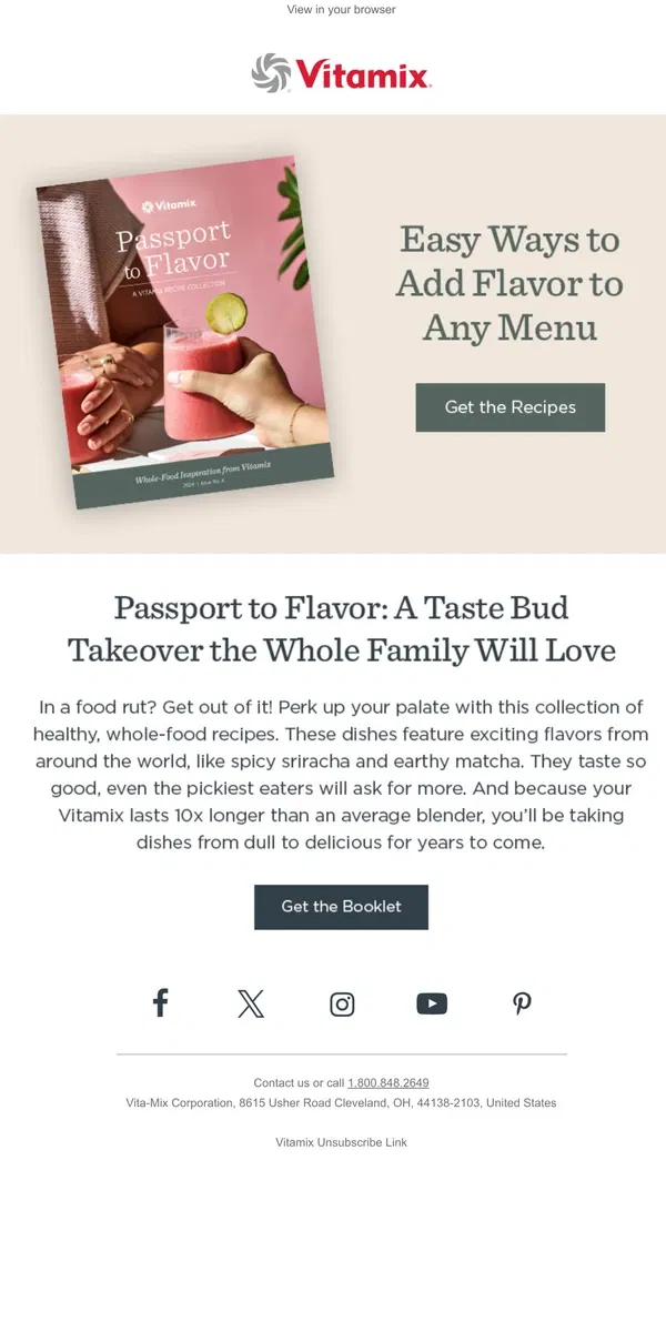 Email from Vitamix. Flavor-Packed Recipes to Amp Up the Menu