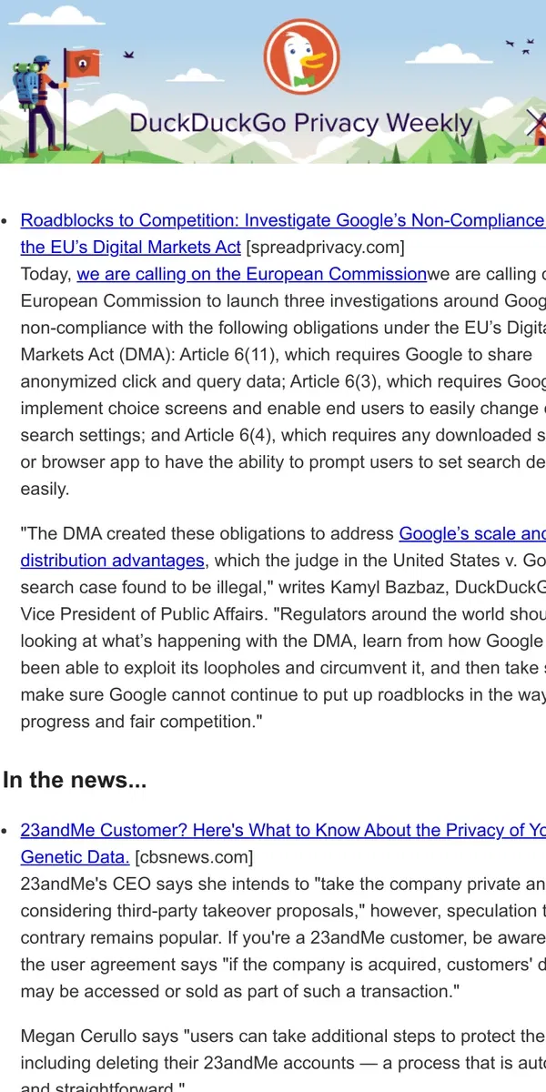 Email from DuckDuckGo. [ DuckDuckGo Privacy Weekly ] For Nov 21, 2024