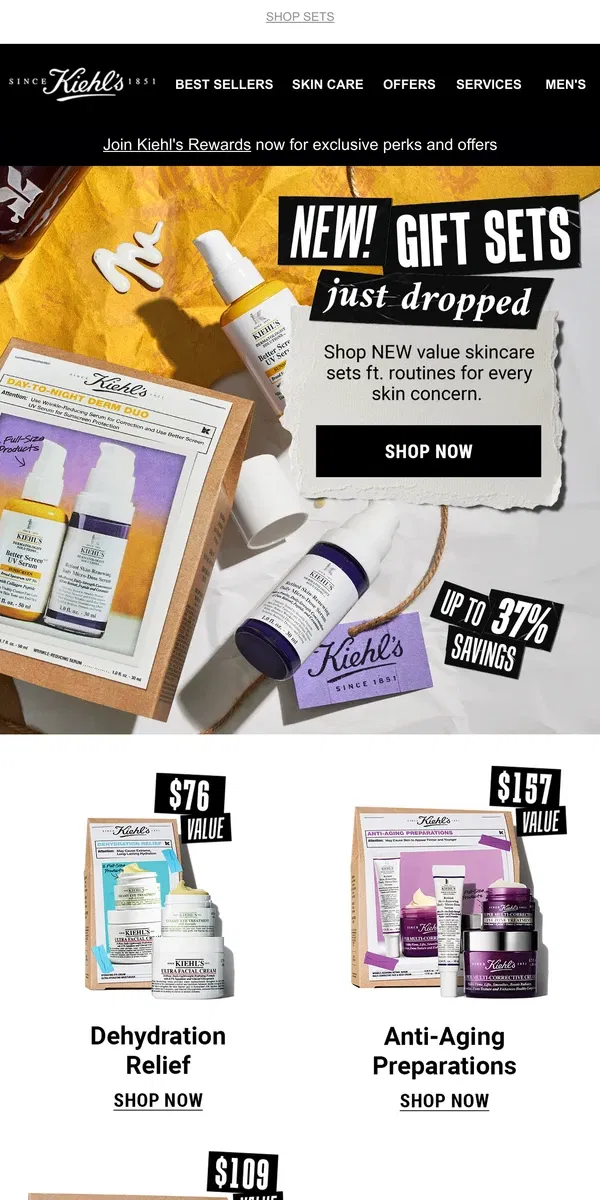 Email from Kiehl's. NEW IN: Value Skincare Sets 🚀💲