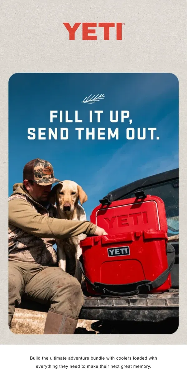 Email from YETI. Load 'Em Up With Holiday Cheer