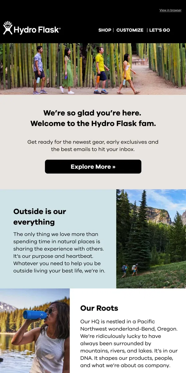 Email from Hydro Flask. We're so glad you're here.