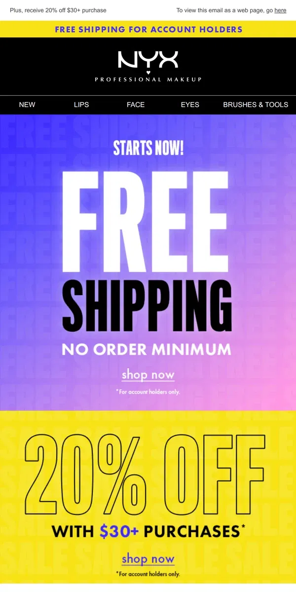 Email from NYX Professional Makeup. FREE shipping on ALL orders this weekend! 🛒