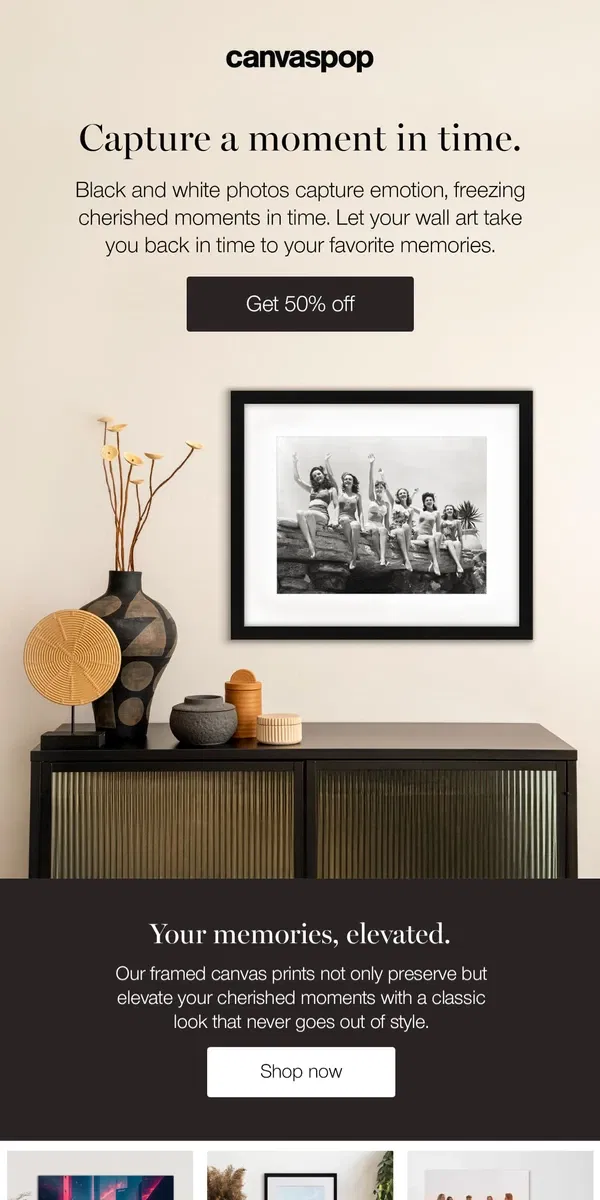 Email from Canvaspop. Put emotion into your wall art.