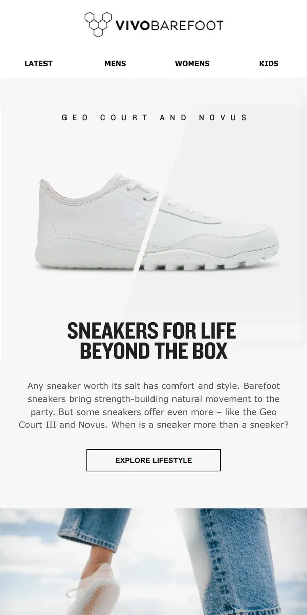 Email from Vivobarefoot. Geo Court III & Novus: More than just sneakers