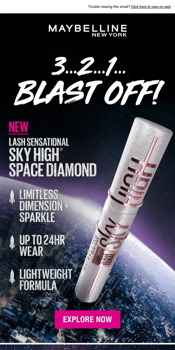 Email from Maybelline. NEW launch in 5... 4... 👀💫🚀