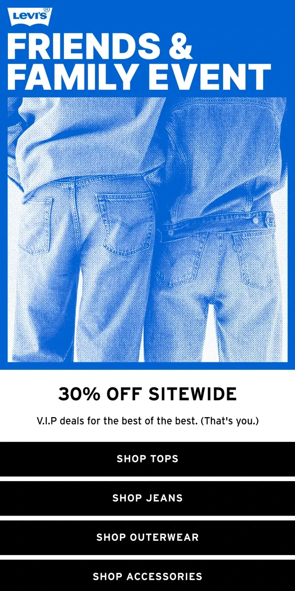 Email from Levi's. 30% OFF SITEWIDE