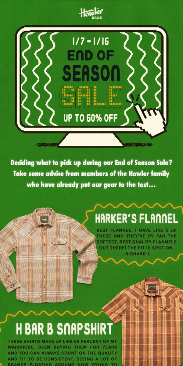 Email from Howler Brothers. End of Season Sale! Reviews are In…