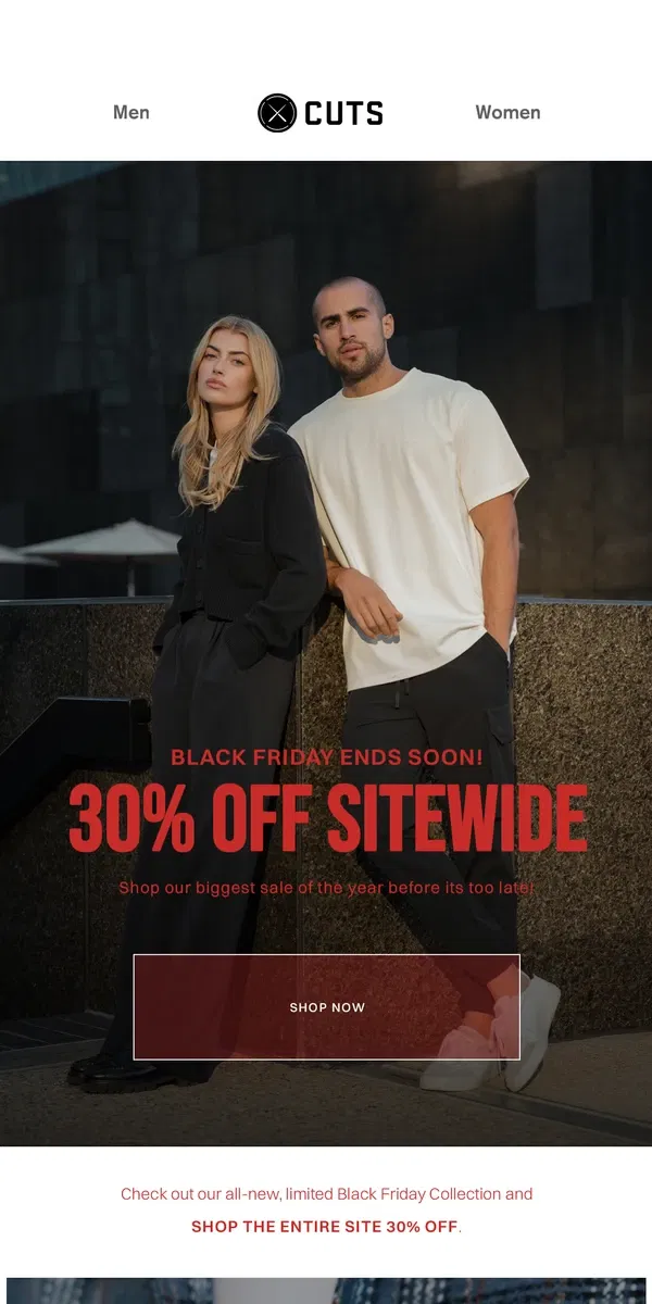 Email from Cuts. HURRY: Black Friday ends tonight!