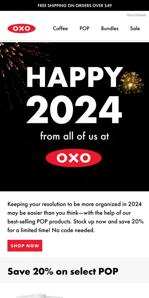 Email from OXO. 🎆Happy New Year from OXO!🎆