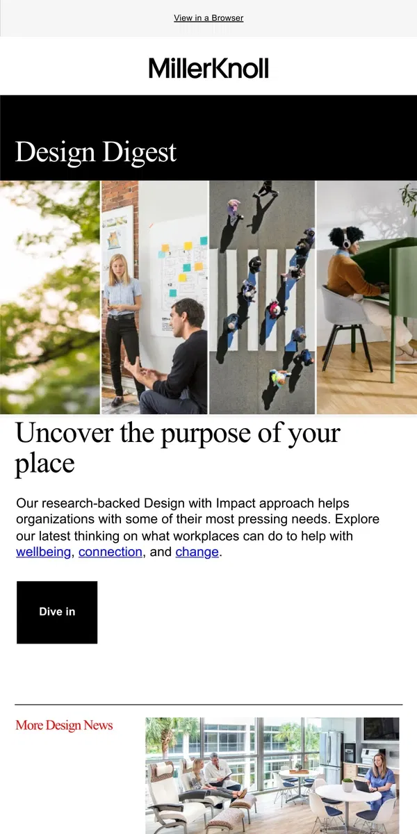 Email from Herman Miller. MillerKnoll Monthly Design Digest: November 2023