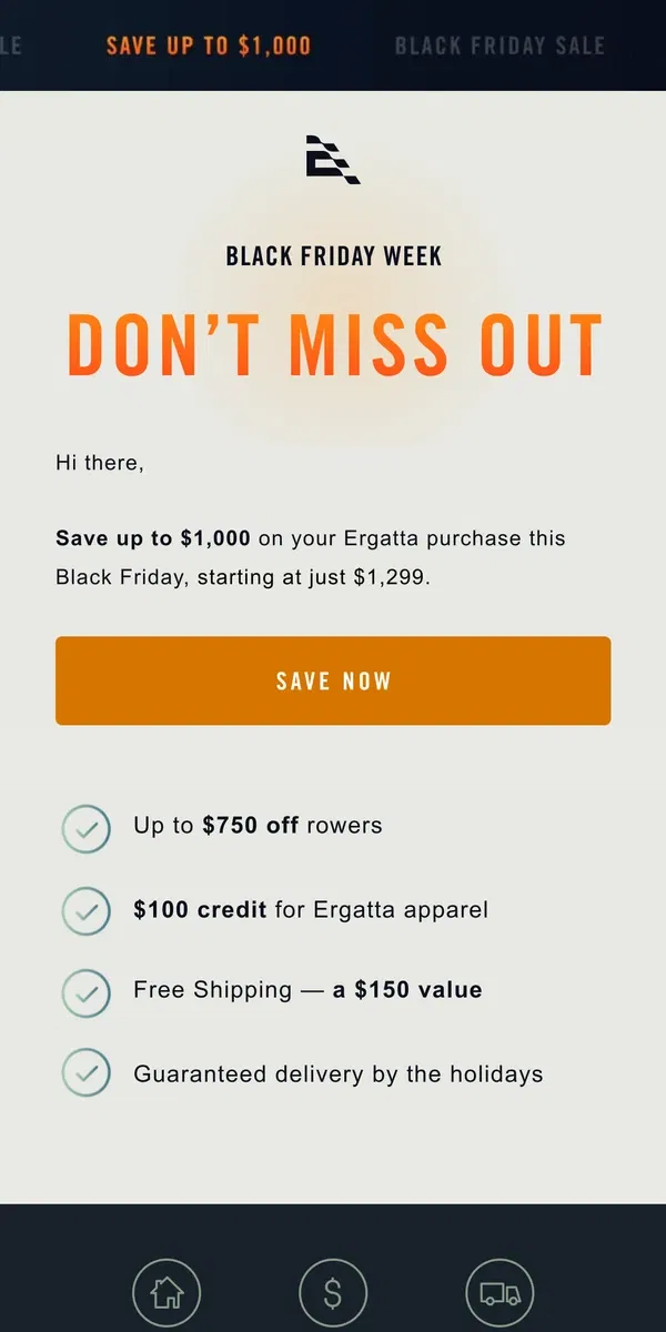 Email from Ergatta. BLACK FRIDAY SALE: Act quick.