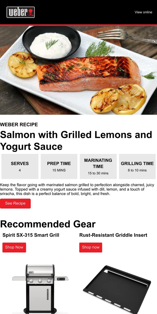 Email from Weber. Grilled Salmon with a Kick