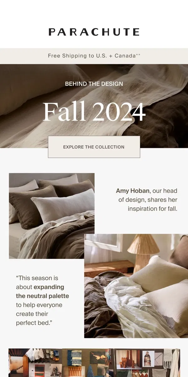 Email from Parachute Home. Go Behind The Design Of Fall 2024