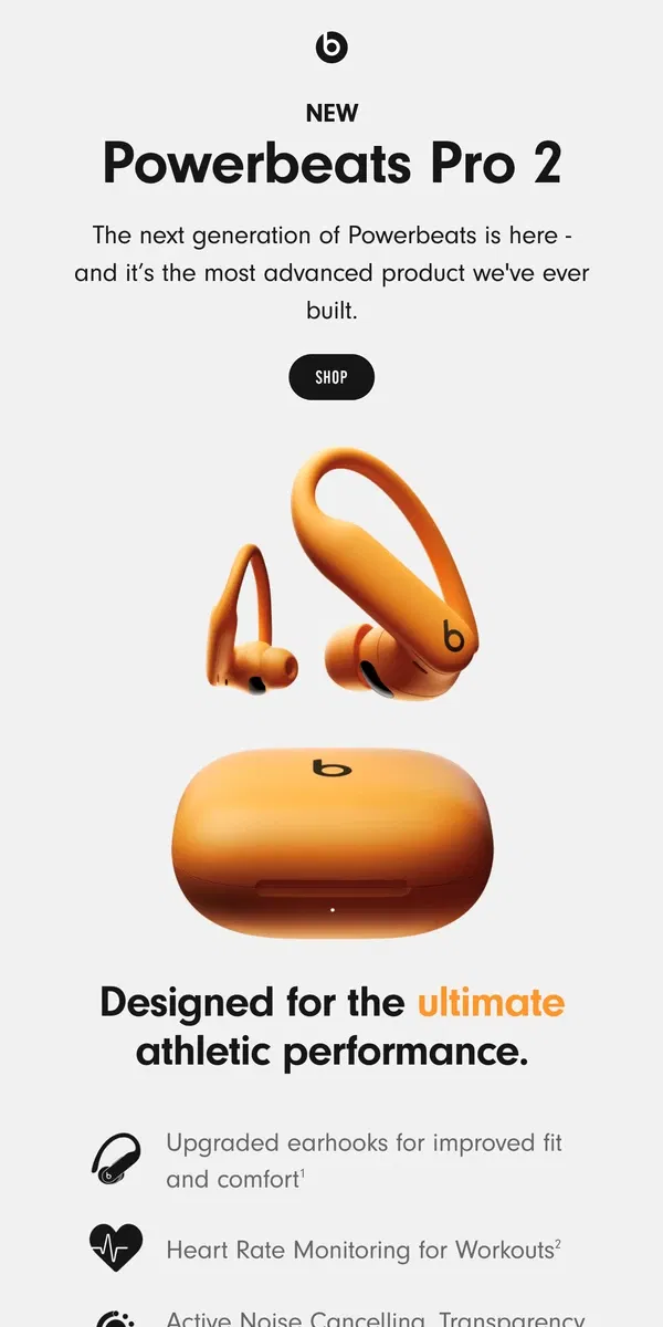 Email from Beats by Dre. Introducing Powerbeats Pro 2