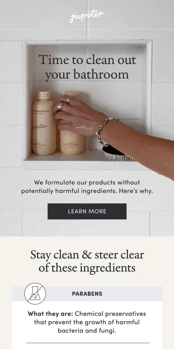 Email from Jupiter. Purge products with these ingredients