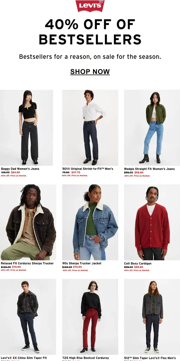 Email from Levi's. Pick me, choose me