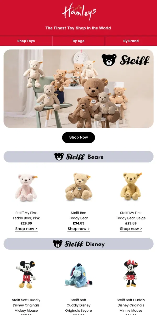 Email from Hamleys. Enter the Wonderful World of Steiff at Hamleys!