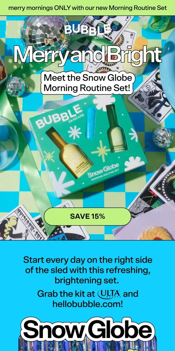 Email from Bubble Skincare. WAKE UP...