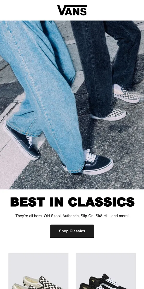 Email from Vans. CLASSICS ON CLASSICS