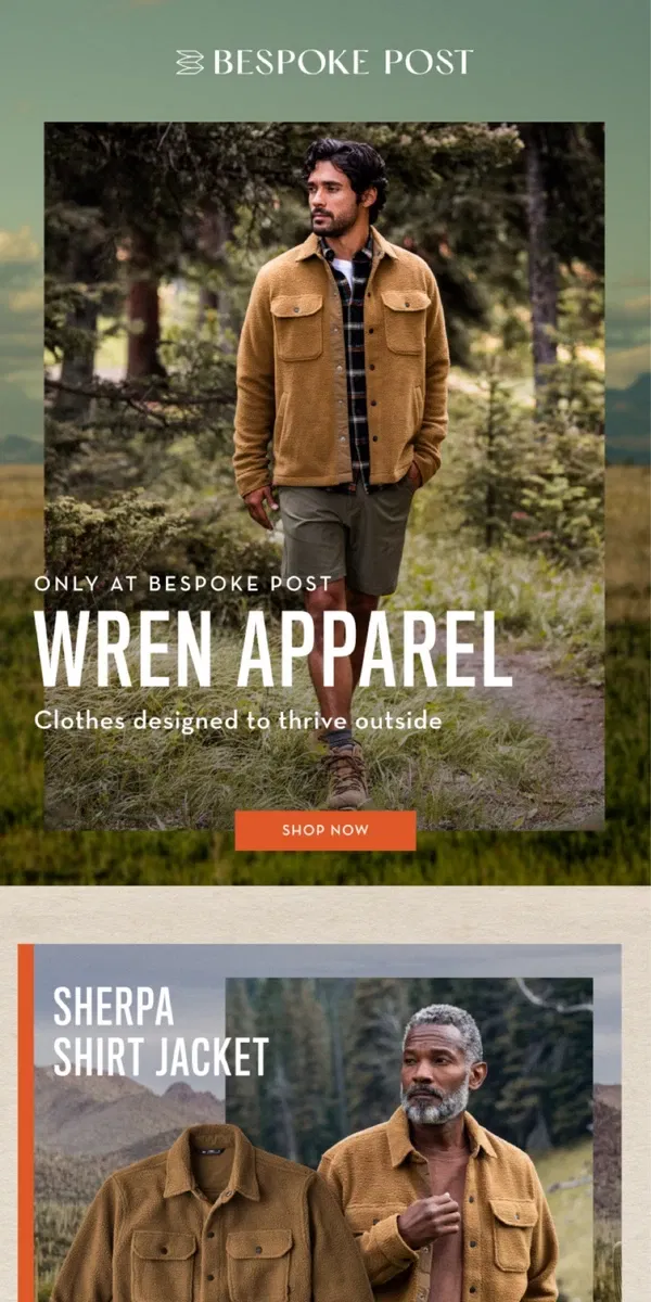 Email from Bespoke Post. Introducing: Wren Apparel