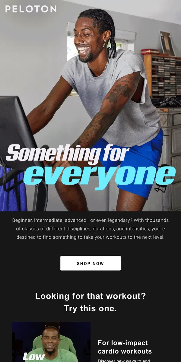 Email from Peloton. Classes that meet you where you are