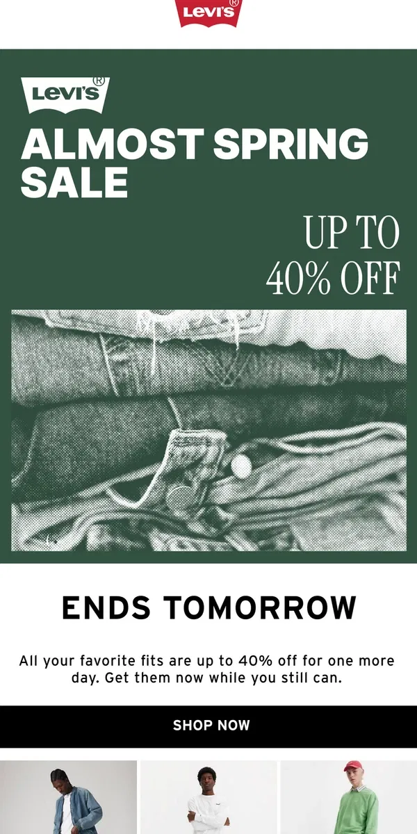 Email from Levi's. Your favorite fits all for up to 40% off