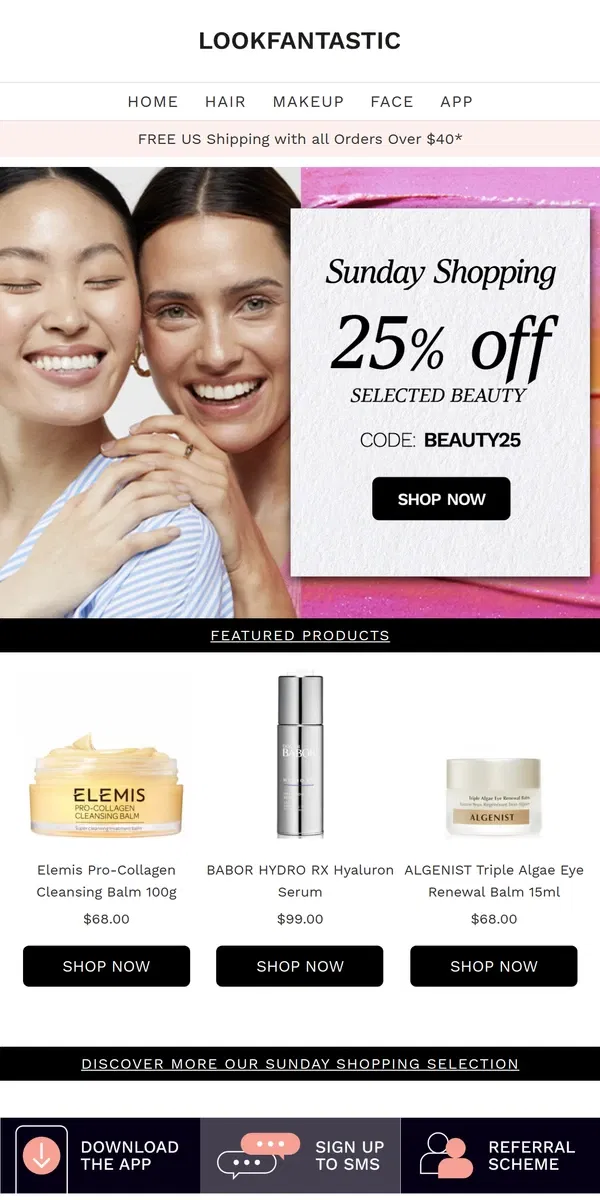 Email from LOOKFANTASTIC. SUNDAY SALE 🤩 25% Off Bestselling Beauty