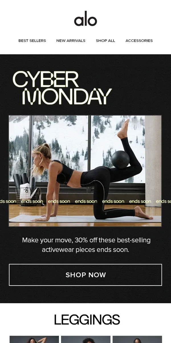 Email from Alo Yoga. Make your move with 30% off