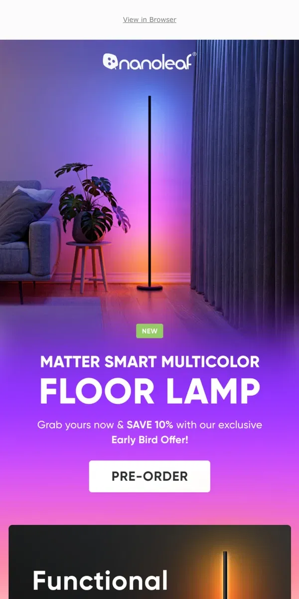 Email from Nanoleaf. NEW: Meet the ✨ FLOOR LAMP ✨