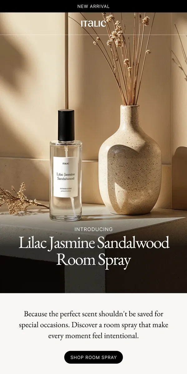 Email from Italic. Introducing: The Signature Room Spray!